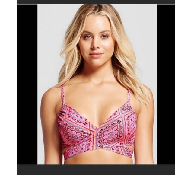 Shade to shore coral paisley bikini wrap top scrunch butt bottom 34B/Medium - Picture 1 of 12